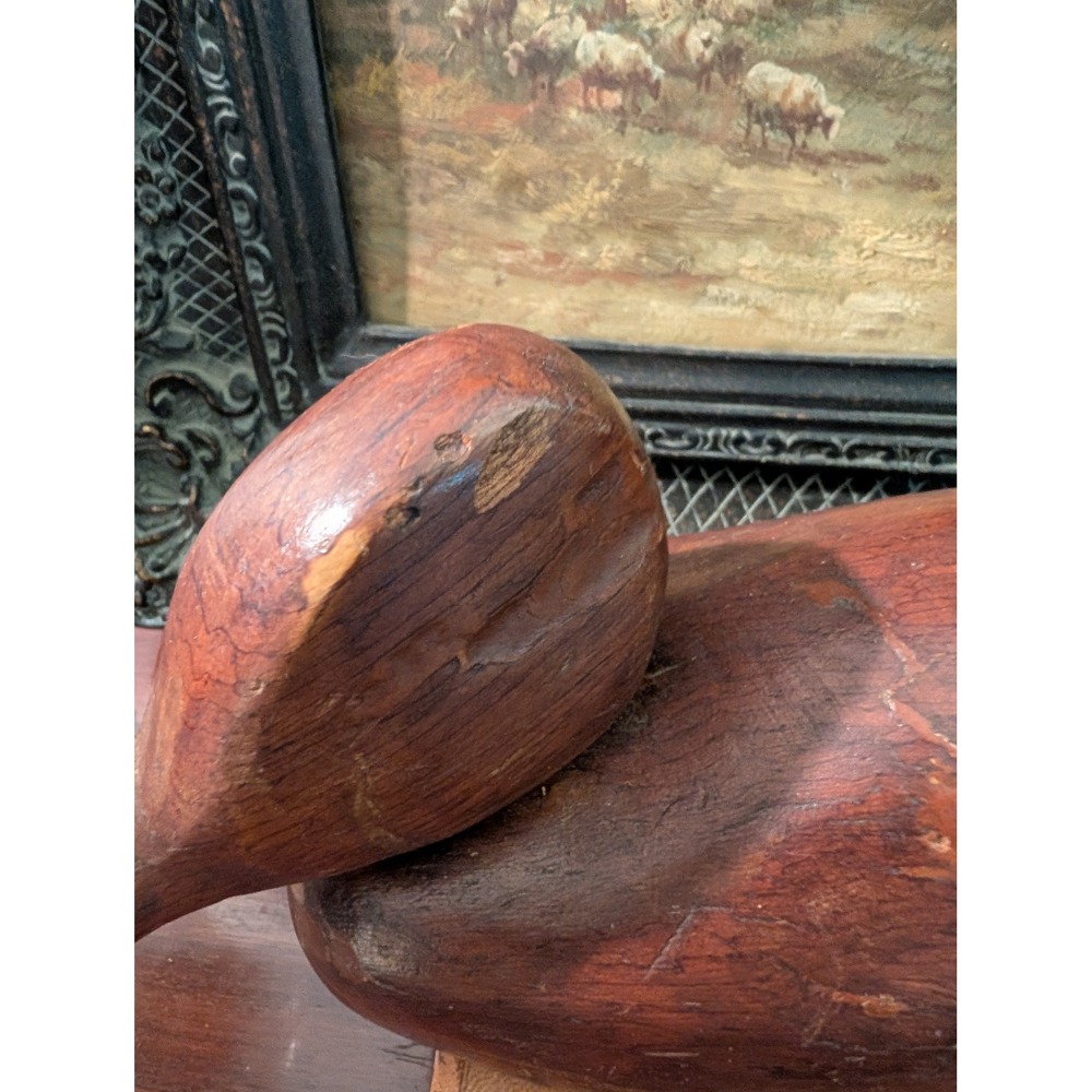 Vintage Hand Carved Solid Wood Duck Decoy Rustic Primitive Cabin Decor 15x4 - Picture 5 of 12